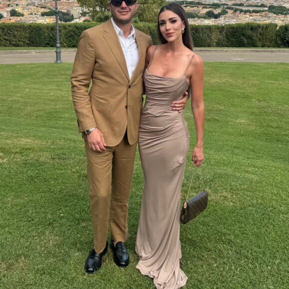 MILENA ALMOND JERSEY CORSET MAXI DRESS Size Small - Picture 4 of 7